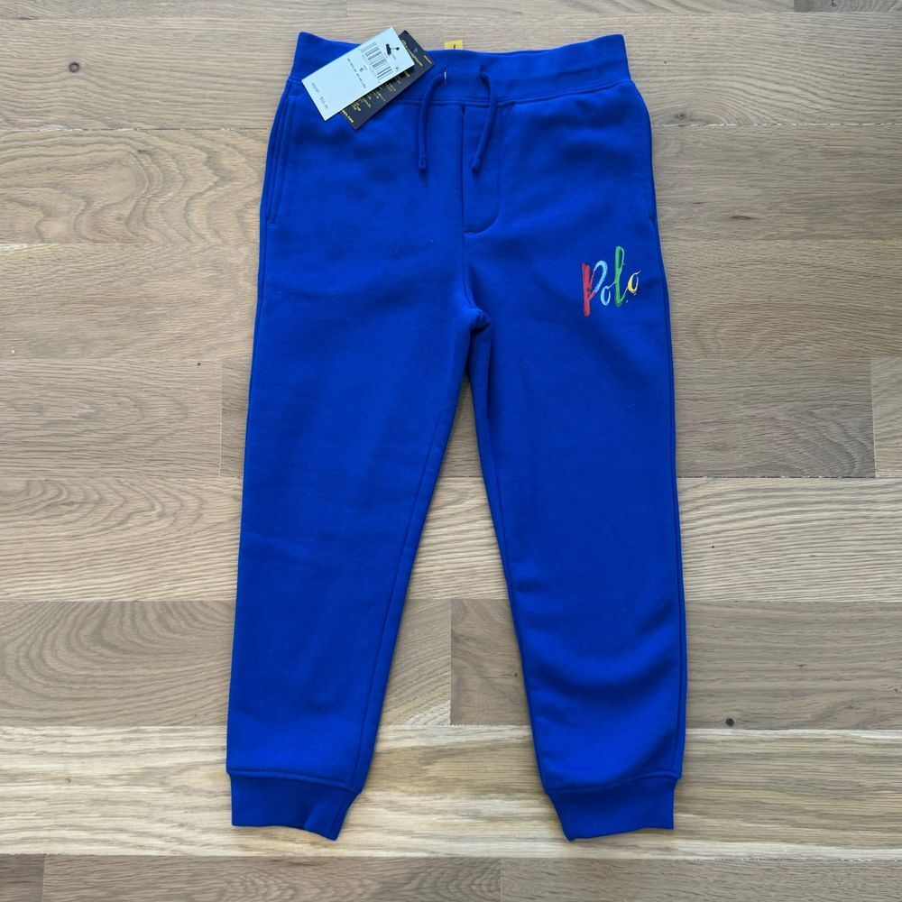 NWT Polo Ralph Lauren‎ Boy's Sz 6 Graphic Fleece Sweatpants Blue Jogger New $55